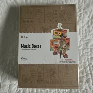 NEW Rolife 3D Wooden Puzzle Music Box Robot Little Performer Cello Double Bass